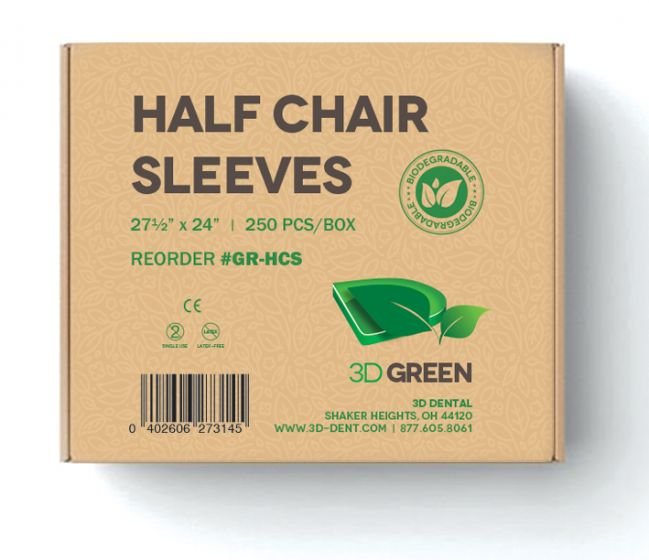 3D Dental Biodegradable Half Chairs Sleeves 27 1/2" x 24" 250pcs