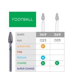 3D Dental Football Diamond Bur Coarse, 369-023C 10/Pk