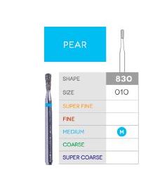 3D Dental Pear Diamond, Medium Bur, 830-010M 10/Pk