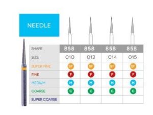 3D Dental Needle Diamond, Bur, Coarse, 858-010C 10/Pk