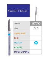 3D Dental Curettage (Gingival Curetage) , Diamond, Bur, Medium, 877K-016M 10/Pk