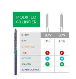 3D Dental Modified Cylinder (Bevel), Diamond, Bur, Coarse, 879-012C 10/Pk
