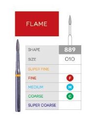 3D Dental, Flame, Diamond, Bur, Coarse, 889-010C 10/Pk