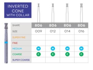3D Dental Double Inverted Diamond Bur Course 806-014C 10/Pk