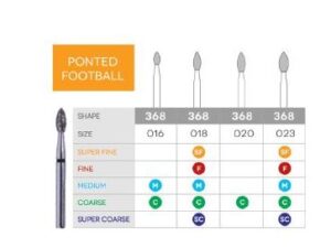 3D Dental Football Diamond Bur Coarse, 368-016C 10/Pk