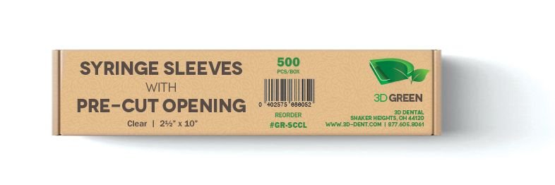 3D Dental- Syringe Sleeves Biodegradable 500/Box 2 1/2 X 10 Box/500
