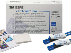 3M ESPE Vitrebond Plus Clicker double pack -  2 Clicker Dispensers with 10g material each, mixing pad, instructions, technique card.