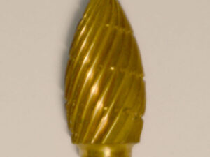 Buffalo Dental Gold Cap Lab Burs, 3/32″ Shank Flame (63B) TNT-Coated Dual Cut Regular HP Carbide Bur