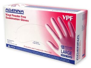 Adenna VPF Vinyl Powder Free (PF) Exam Gloves MEDIUM- 100/Box