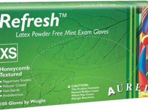 Supermax Aurelia Refresh - Powder-free latex exam gloves with a peppermint scent - X-SMALL ( Teal )