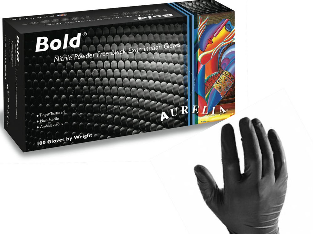 Bold Nitrile Powder-Free Examination Gloves 100/box- X SMALL ( Black )