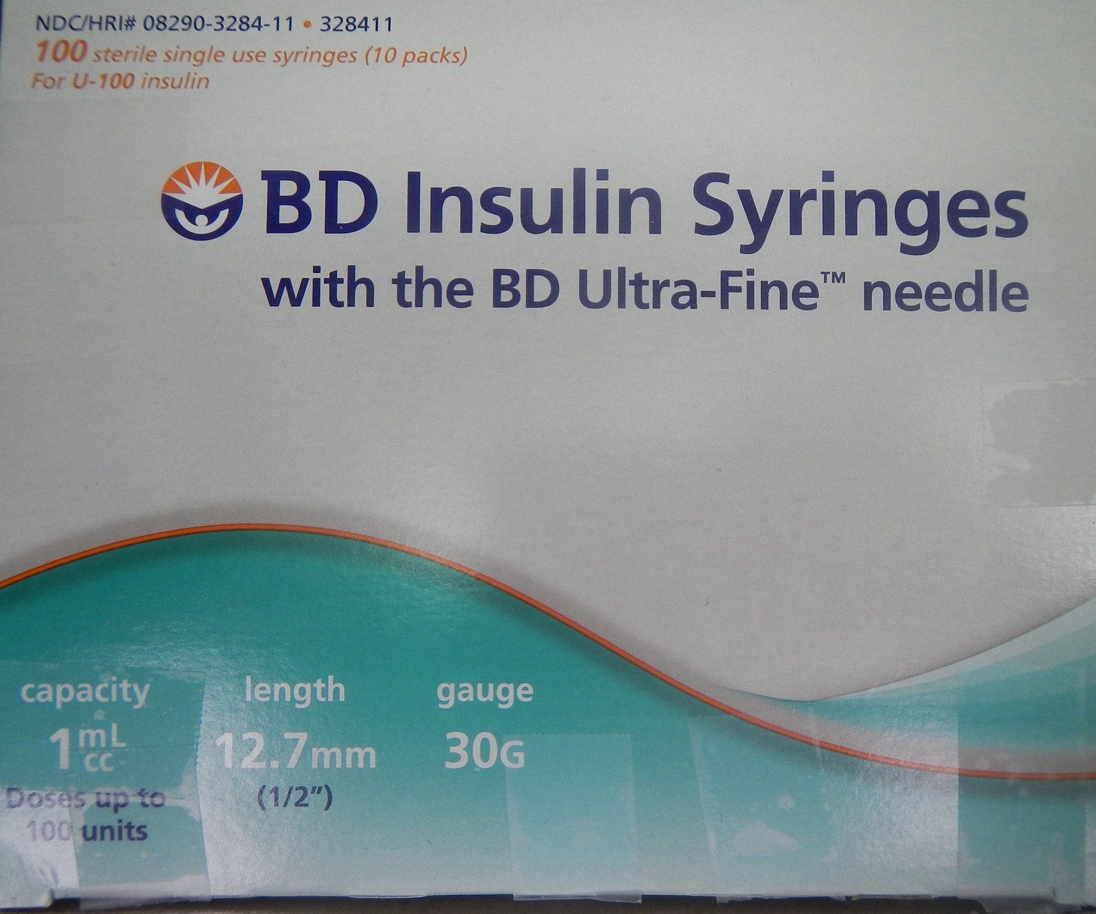 BD Insulin Syringes - w BD Ultra-Fine Needle - 1ml / 1cc , 12.7mm, 30G, 100/Box Sterile (Rx)