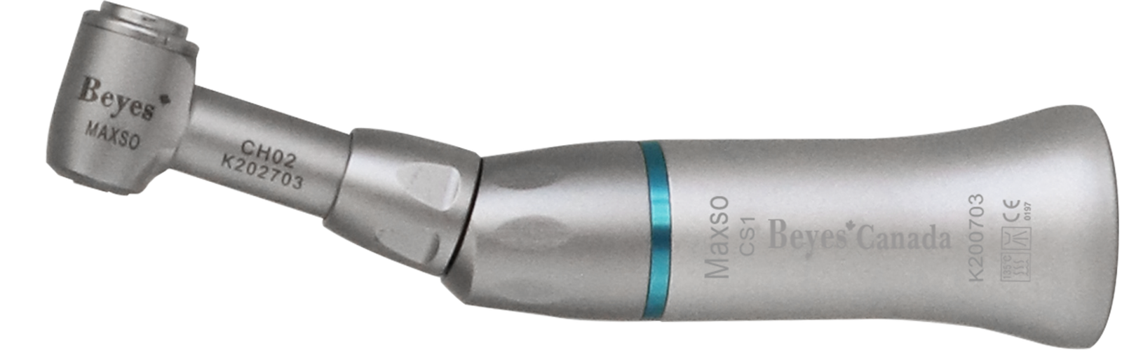 Beyes Dental Canada Inc. Low Speed Attachment - CS1-CH02, Contra Angle, 1:1, Non-Spray, Non-Optic, Push Button, CA Burs