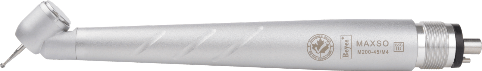 Beyes Dental Canada Inc. High Speed Air Turbine Surgical Handpiece - M200-45/M4, M4 Backend, 45 Degree Head, Rear Exhaust, Stream Water, Non-Optic