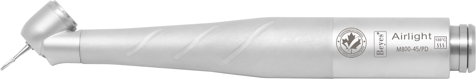 Beyes Dental Canada Inc. High Speed Air Turbine Surgical Handpiece - M800-45/PD, Beyes PD Backend, 45 Degree Head, Rear Exhaust, Triple Jet, Direct-LED