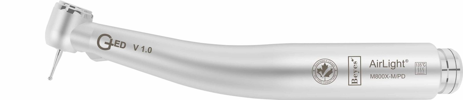 Beyes Dental Canada Inc. High Speed Air Turbine Handpiece - M800X-M/PD, Beyes PD Backend, Quattro Spray, Instant Stop, 25 MTHS WTY