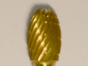 Buffalo Dental Gold Cap Lab Burs, 3/32″ Shank Egg/Oval (52C) TNT-Coated Dual Cut Regular HP Carbide Bur