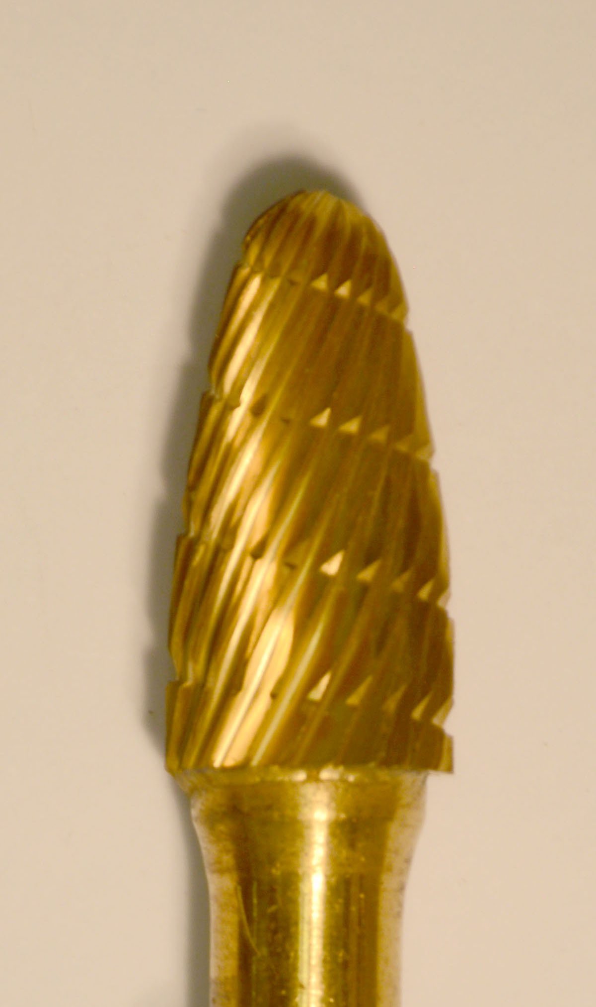 Buffalo Dental Gold Cap Burs, 1/4″ Shank, 3/8″ Head Lathe Burs 3/8" Taper (A3/8) TNT-Coated Dual Cut Regular HP Carbide Bur