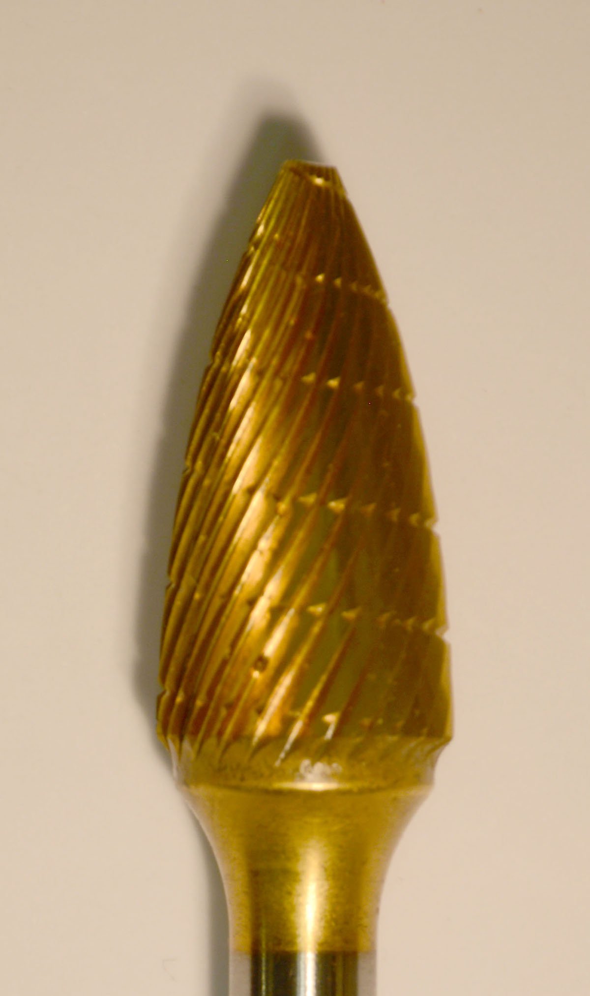 Buffalo Dental Gold Cap Burs, 1/4″ Shank, 1/2″ Head Lathe Burs 1/2" Flame (C1/2) TNT-Coated Dual Cut Regular HP Carbide Bu