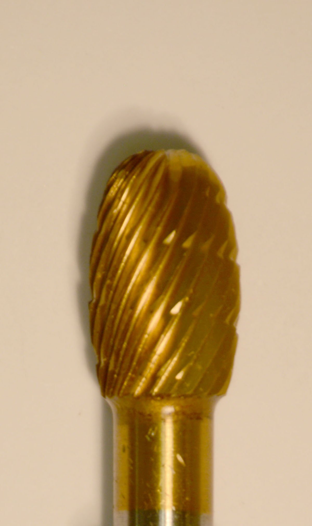 Buffalo Dental Gold Cap Burs, 1/4″ Shank, 3/8″ Head Lathe Burs 3/8" Egg (D3/8) TNT-Coated Dual Cut Regular HP Carbide Bur