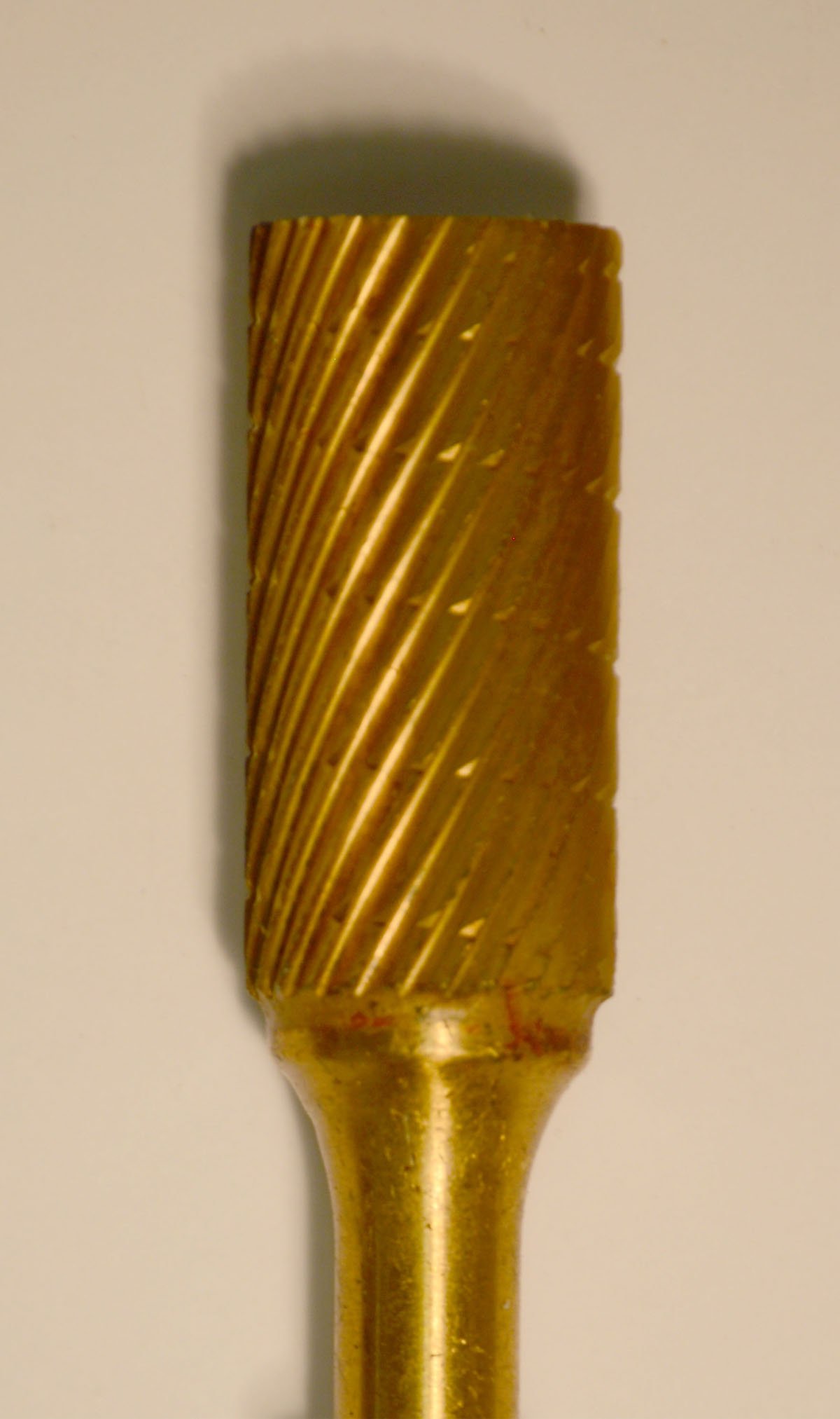 Buffalo Dental Gold Cap Burs, 1/4″ Shank, 1/2″ Head Lathe Burs 1/2" Cylinder (E1/2) TNT-Coated Dual Cut Regular HP Carbide Bur