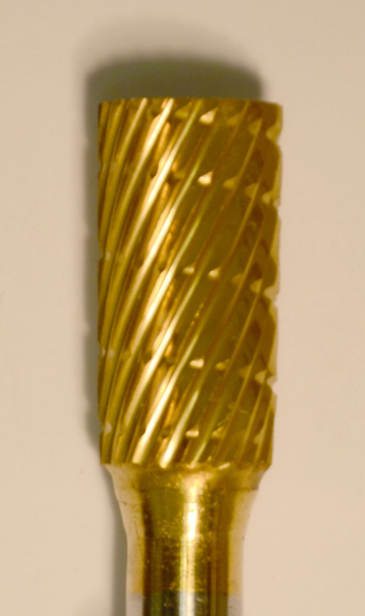 Buffalo Dental Gold Cap Burs, 1/4″ Shank, 3/8″ Head Lathe Burs 3/8" Cylinder (E3/8) TNT-Coated Dual Cut Regular HP Carbide Bur