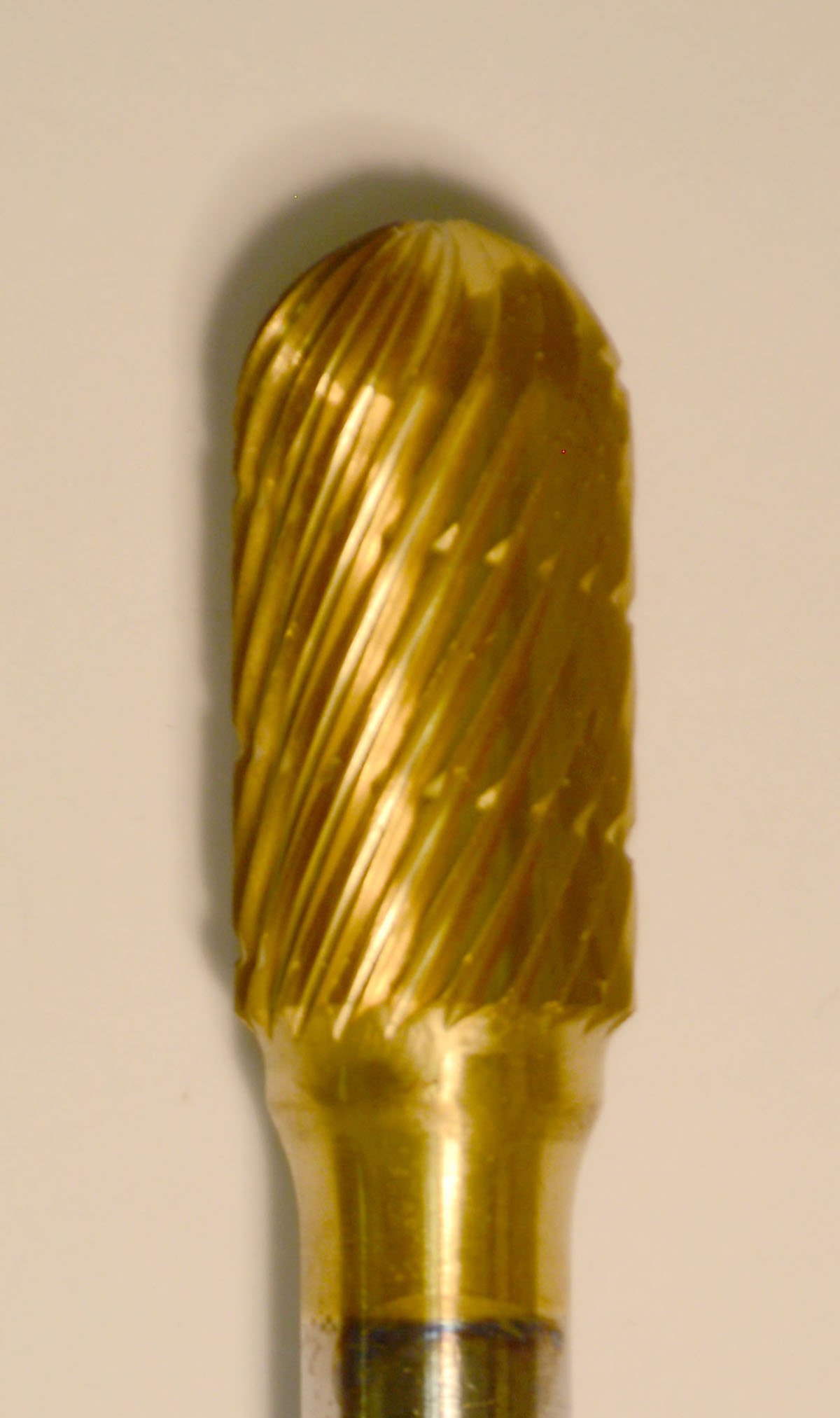 Buffalo Dental Gold Cap Burs, 1/4″ Shank, 3/8″ Head Lathe Burs 3/8" Barrel (F3/8) TNT-Coated Dual Cut Regular HP Carbide Bur
