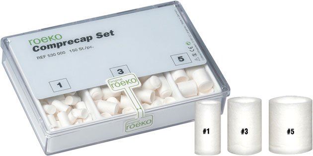 Roeko Comprecap Set: 150 assorted #1 - 7 mm, #3 - 10 mm and #5 - 12.5 mm Compression Caps
