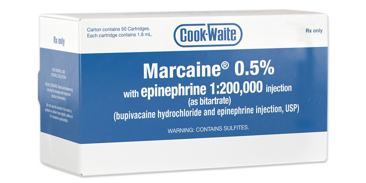 Cook-Waite Marcaine 0.5% with epinephrine 1:200,000 (Rx)