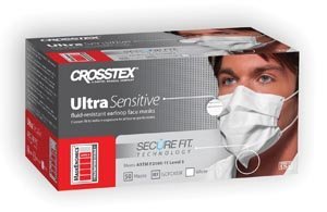 Crosstex Ultra™ Sensitive Earloop Mask w/Secure Fit™ Mask Technology - ASTM Level 3 - White - 50 per box