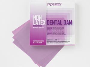 CROSSTEX Dental Dam, Medium, Purple, 6" x 6", Peppermint, Latex Free (LF), 15 sheets/bx