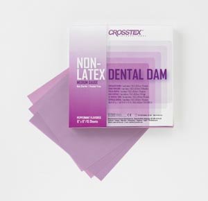 CROSSTEX Dental Dam, Medium, Purple, 6" x 6", Peppermint, Latex Free (LF), 15 sheets/bx