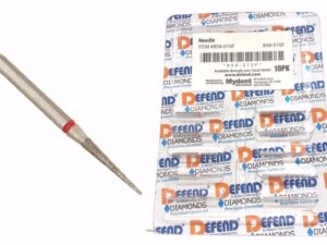 Defend Diamond Burs Needle 858-010F Fine Red, (539-8F1) 10 Burs / pack