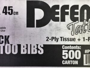 Defend Dental / Tattoo Bibs - Black - 17 3/4" x 12 7/8", 500/Box, Black Bibs