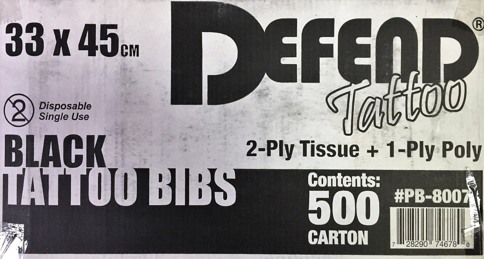 Defend Dental / Tattoo Bibs - Black - 17 3/4" x 12 7/8", 500/Box, Black Bibs