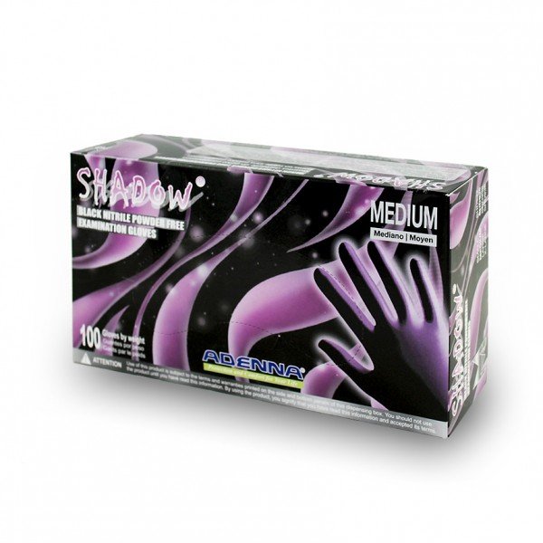 Adenna Shadow Black Nitrile Powder Free (PF) Exam Gloves ( Small ) 10 Boxs - 1 Case