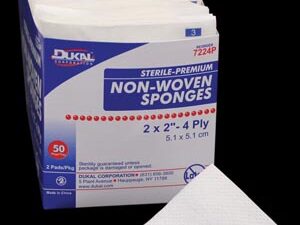 DUKAL Gauze Sponge, 2" x 2" Non-Woven, Premium, Sterile, 4-Ply, 2/pk, 50 pk/bx