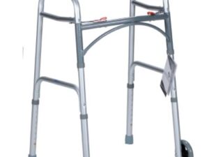 Dynarex Adult Two Button Folding Walker with 5inch Wheels, (32.5”-39.5”), 1pc/bag