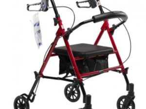 Dynarex DynaGo Flex - Adjustable Seat Height w Detachable Caster, Red, Aluminum, 1pc/cs