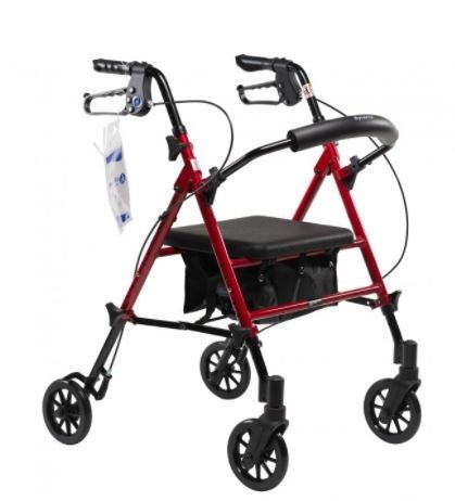 Dynarex DynaGo Flex - Adjustable Seat Height w Detachable Caster, Red, Aluminum, 1pc/cs