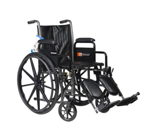 Dynarex DynaRide S2 Wheelchair-16x16inch Seat w/ Detach Desk Arm FR, Silver Vein, 1pc/cs