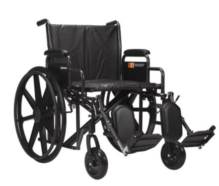 Dynarex DynaRide Heavy Duty Wheelchair 22x18inch w/ Detach Desk Arm , Silver Vein , 1pc/cs