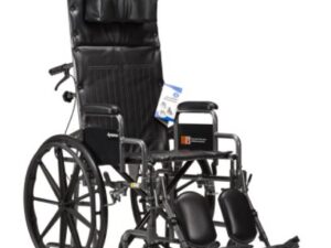Dynarex DynaRide Reclining Wheelchair 16x16inch w/ Detach Desk Arm E , Silver Vein , 1pc/cs