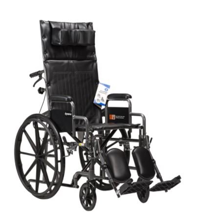 Dynarex DynaRide Reclining Wheelchair 16x16inch w/ Detach Desk Arm E , Silver Vein , 1pc/cs