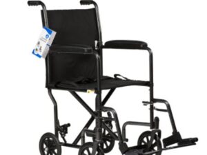 Dynarex DynaRide Transport Wheelchair 17inch - Fixed Full Arm with F , Silver Vein , 1pc/cs