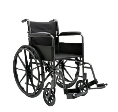 Dynarex DynaRide S1 Wheelchair-18x16inch Seat w/ Fixed Full Arm FR , Silver Vein , 1pc/cs