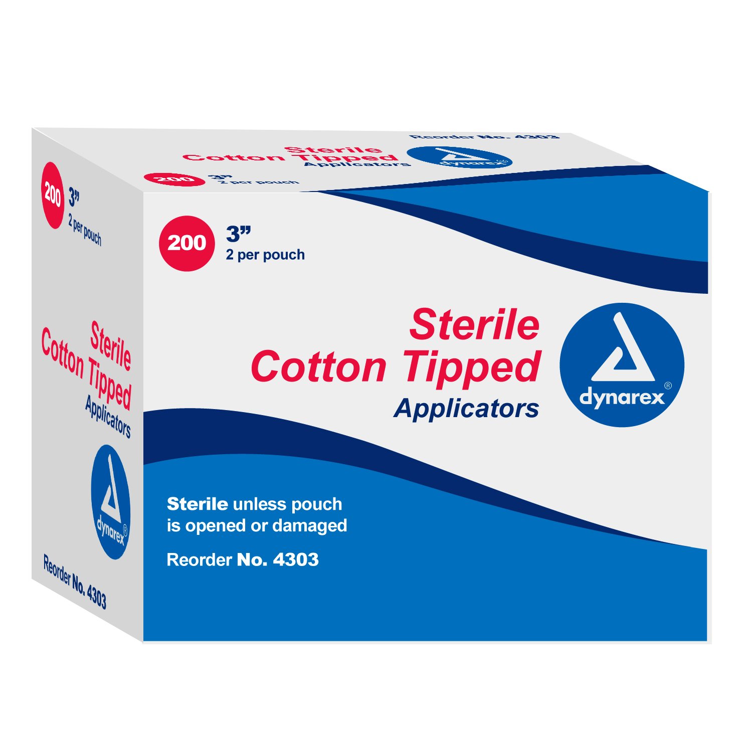 Dynarex Cotton Tipped Wood Applicators Sterile - 3", , 200pcs/Box