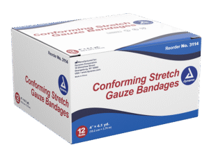Sterile Conforming Stretch gauze bandages roll 4" x 4.1 yd. 12 / Box 