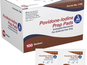 Dynarex Povidone Iodine Prep Pad, Medium, 10 Box