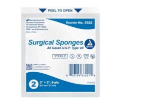 Dynarex Surgical Gauze Sponge, 2"x 2" 8 Ply, Sterile